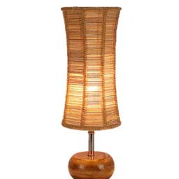 new era Devansh Wood Table Lamp With Damru Bamboo Shade image 3