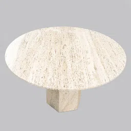 ziba homes Elliot 2 Seater Marble Dining Table In Beige Colour image 3