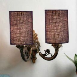 new era Dual Antique Gold Wall Lamp with Jute Blue Shade-picture-31