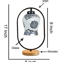 new era Multicolour Glass Table Lamp With Wood Base image 4