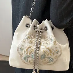KPOP Women Floral Self Design Baguette Sling Bag image 2