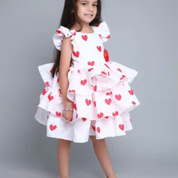 Pink Chick Print Flutter Sleeve Fit & Flare Dress image 3