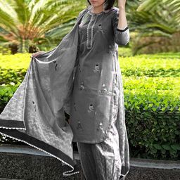 GoSriKi Quirky Embroidered Thread Work Straight Kurta With Salwar & Dupatta-picture-48