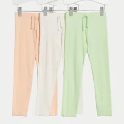 Marks & Spencer Girls Pack Of 3 Cotton Ankle-Length Leggings-picture-39
