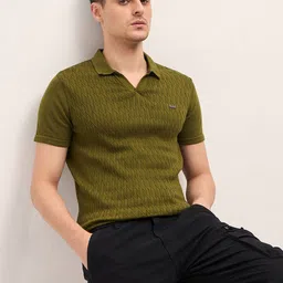 THE BEAR HOUSE Men Self Design Polo Collar Cotton T-shirt-picture-57