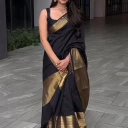 Freezeit Woven Design Border Saree with Unstitched Blouse Piece-picture-39