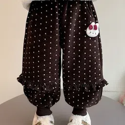 LULU & SKY Girls Polka Dot Printed High-Rise Ruffle Relaxed Fit Cotton Jodhpuris Trousers-picture-19