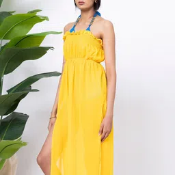 EROTISSCH Yellow Women Beachwear Cover-Up Dress-image-6