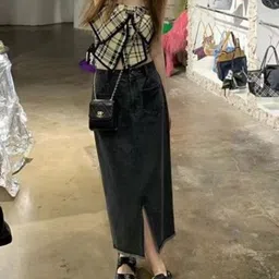 HERE&NOW Women Checked Strapless Top image 5