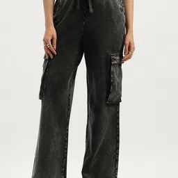 United Colors of Benetton Women Straight Fit High-Rise Cargos Trousers-image-60