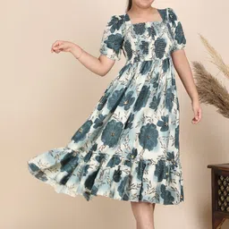 FIXOCRA Floral Print A-Line Midi Dress image 5