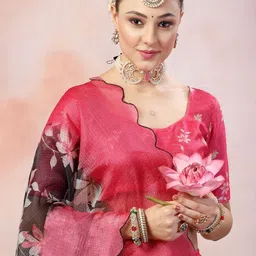 Stylum Women Floral Embroidered Supernet Saree image 4