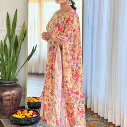 SDK FASHION Women Floral Embroidered Regular Sequinned Kurta with Trousers & With Dupatta image 2