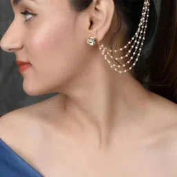 Anouk Gold Plated Pearls Beaded Layered Classic Ear Chains image 2