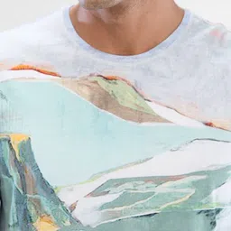 SPYKAR Men Abstract Printed Round Neck Cotton T-shirt image 3