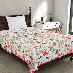 BELLA CASA White & Pink Floral 110 GSM Single Bed Dohar-image-46