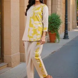 SZN Women Half-Half Print Tunic Khadi Cotton Co-Ord Set image 3