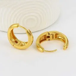 SHREE KRISHNA SHOPPING Women Brass Gold-Plated Hoop Earrings-picture-6