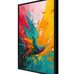 999Store Red & Yellow Canvas Birds and Animals Wall Paintings image 4