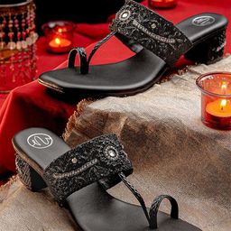 NR By Nidhi Rathi Embellished Party Block Sandals-picture-34