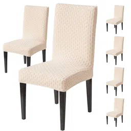 HOUSE OF QUIRK Set Of 6 Beige Printed Chair Cover-picture-21