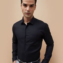 CODE by Lifestyle Men Slim Fit Spread Collar Solid Cotton Formal Shirt-picture-26