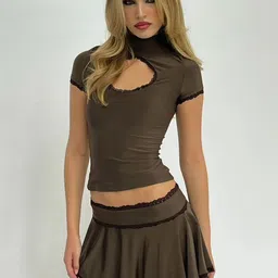 LULU & SKY Self Design Crop Top & Skirt Co-Ord Set-picture-30