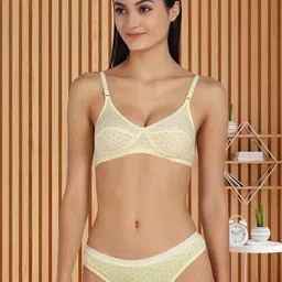samvar Women Yellow Cotton Bra Panty Set for Lingerie Set Undergarments Pack of 1-picture-17