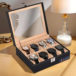 Kuber Industries Black 8 Slots Wrist Watch Organiser Box-picture-30