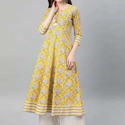 IKRASS Women Floral Printed Festive Cotton A-Line Kurta-image-35