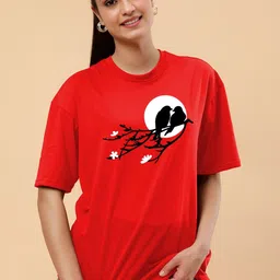 TQH Women Pack of 2 Graphic Printed Round Neck Oversized T-shirts-picture-31