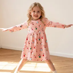 INCLUD Girls Christmas Rabbit Print Fit & Flare Dress-picture-52