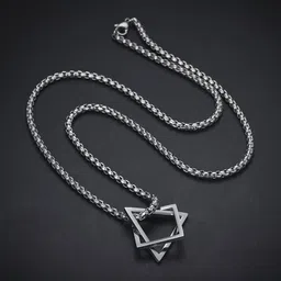 MEENAZ Men Silver-Plated Triangular Pendants with Chains image 4