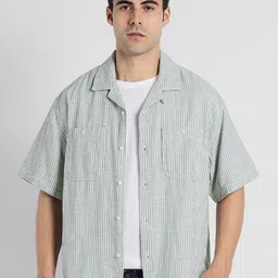 AMERICAN EAGLE OUTFITTERS Men Relaxed Fit Vertical Striped Pure Cotton Casual Shirt-picture-33