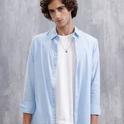 WROGN Men Comfort Fit Solid Spread Collar Cotton Casual Shirt-picture-26