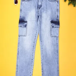 V-Mart Boys Regular Fit Mid-Rise Heavy Fade Cargo Styles Jeans-picture-26