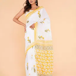 ShivanyaHandicrafts Floral Pure Cotton Block Print Saree-image-74