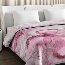 Monte Carlo Pink & White Abstract Printed Heavy Winter Double Bed Blanket image 3