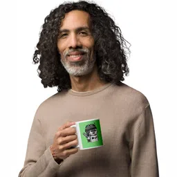 Mr UVD White & Green Graphic Printed Ceramic Matte Mug 350 ml image 4