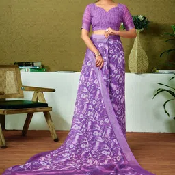 SANISA Floral Pure Linen Saree image 2