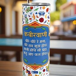 Indigifts Blue & White Stainless Steel Printed Double Wall Vacuum Water Bottle 590 ML-picture-32