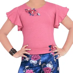 ZADMUS Girls Embellished Pure Cotton Top With Shorts image 3