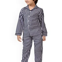 BAESD Boys Striped Shirt & Pyjamas Night suit image 3