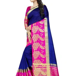 SAARAH Blue Art Silk Kanjeevaram Sarees image 4