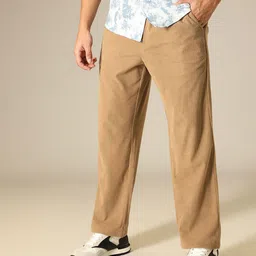 Banana Club Men Textured Striped Relaxed Corduroy Trousers image 2