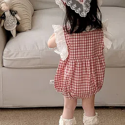 LULU & SKY Girls Checked Pure Cotton Bodysuits image 2