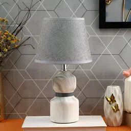 TAYHAA Grey Printed Ceramic Contemporary Frusturical Shaped Table Lamp image 2