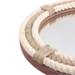 Creation India Craft Beige Round Shaped Wooded WallMirror image 3