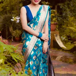 CaniBani Zari Silk Blend Banarasi Saree-picture-32