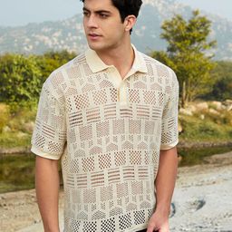 Campus Sutra Men Self Design Polo Collar Cotton T-shirt-picture-33